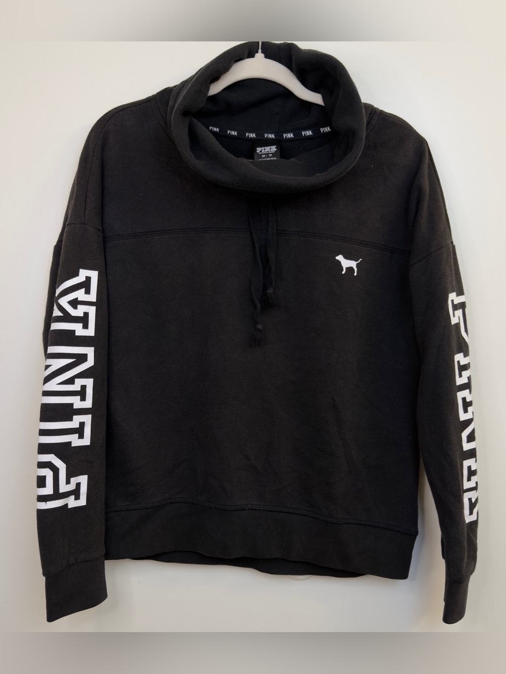 Victoria's Secret PINK Women’s Black Crewneck Pullover with White Logo Size XS